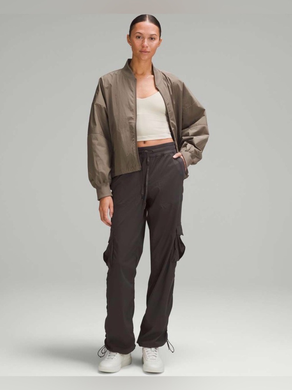 Lululemon Lightweight Hem-Cinch Bomber Jacket in Nomad - Picture 3 of 6